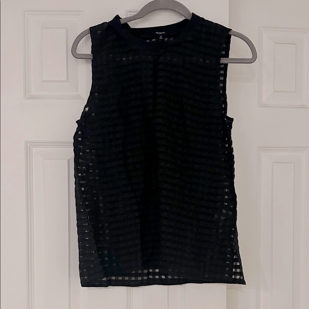Madewell Black Sheer Check Tank